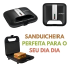 Sanduicheira Eletrica Grill 110v 2 Em 1 Preto /inox 750w Antiaderrente Com Trava Para Lanche Omelete Crepioca Sanduiches Prático Gourmet