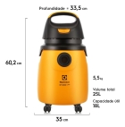 Aspirador de Pó e Água Electrolux Potente Função Sopro Limpeza Profunda 1300W 20L total 18L util protetor térmico GT30N