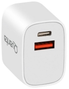 Carregador de Parede Quanta CTCACR2 com USB-A QC3,0 USB-C de 20W - Branco
