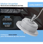 Ventilador De Teto Ventisol Fenix Inverter Com controle Estrutura Branco Pás Branco Diâmetro 960 mm Material das pás Plástico Quantidade de pás 3