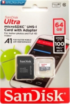 Cartão de Memória Micro SDXC Ultra Sandisk 64GB 100MB/s 2X1