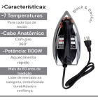 Ferro de Passar Roupa a Seco Black Decker Modelo VFA1110XM6 Base de Alumínio