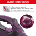 Ferro A Vapor Arno Powergliss Base Xglide Fpo1 Roxo Cor Violeta