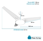 Ventilador De Teto Pás De Mdf Branco/Branco Led 3000k Maya Beltempo
