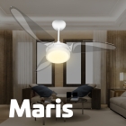 Ventilador De Teto Resistente A Maresia Pás De Policarbonato Branco/Transparente Led 3000k Maris Beltempo