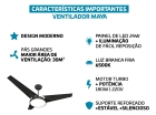 Ventilador De Teto Pás De Mdf Preto/Preto Led 6500k Maya Beltempo