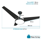 Ventilador De Teto Pás De Mdf Preto/Preto Led 6500k Maya Beltempo