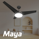 Ventilador De Teto Pás De Mdf Preto/Preto Led 6500k Maya Beltempo