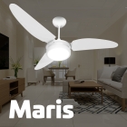 Ventilador De Teto Resistente A Maresia Pás De Policarbonato Branco/Branco Led 6500k Maris Beltempo