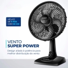 Ventilador De Mesa 30cm Super Power Mondial Preto 6 Pás