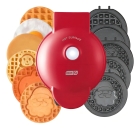 Mini máquina de waffles com 7 pratos de Natal intercambiáveis Dash Color Red
