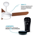 Ventilador Branco/mogno Led 3000k + Controle Beltempo Estrutura Branco Pás Mogno Diâmetro 1.015 m Material das pás MDF Quantidade de pás 3