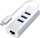 Adaptador de Cabo USB-C 2 Em 1 Ethernet e USB Hub Satechi ST-TC2N1USB31AS Prata