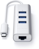 Adaptador de Cabo USB-C 2 Em 1 Ethernet e USB Hub Satechi ST-TC2N1USB31AS Prata