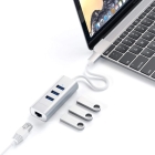 Adaptador de Cabo USB-C 2 Em 1 Ethernet e USB Hub Satechi ST-TC2N1USB31AS Prata