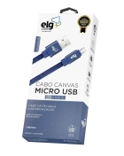 Cabo Micro USB Elg CNV510BE Tecido Canvas (1 Metro) Azul