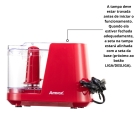 Mini Processador de Alimentos Elétrico 350ml 2 Lâminas Vermelho Amvox Apr 1001 Red