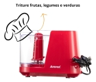 Mini Processador de Alimentos Elétrico 350ml 2 Lâminas Vermelho Amvox Apr 1001 Red