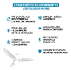 Ventilador De Teto Resistente A Maresia Branco/transparente Led 3000k Maris + Controle Remoto Bt-600 Preto Beltempo
