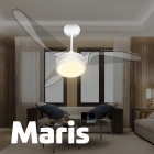 Ventilador De Teto Resistente A Maresia Branco/transparente Led 3000k Maris + Controle Remoto Bt-600 Preto Beltempo