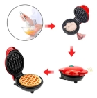 Máquina De Fazer Waffle Mini Grill Panqueca Elétrica Cor Vermelho
