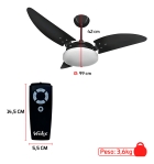 Ventilador De Teto Nina Preto Com Controle Remoto Compatível Com Alexa