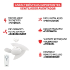Ventilador De Teto Aventador Branco Com Controle Remoto Compatível com Alexa