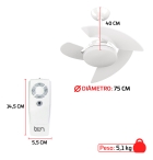 Ventilador De Teto Aventador Branco Com Controle Remoto Compatível com Alexa