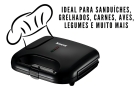 Sanduicheira e Grill Elétrica 750W Lanches Dupla Antiaderente Preta Amvox AMS 370 BLACK