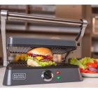 Sanduicheira Grill Elétrica Gourmand Gris Black Decker, Modelo G1400, Grill com Chapa Antiaderentes, Sanduicheira Grill com Abertura 180 Graus,