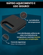 Sanduicheira 750w Elétrica 110 Grill Misteira Antiaderente Tostex Ultra Toast Tostequeira Resistente Calor Compacta Potente Trava Luz Inox