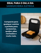Sanduicheira 750w Elétrica 110 Grill Misteira Antiaderente Tostex Ultra Toast Tostequeira Resistente Calor Compacta Potente Trava Luz Inox