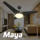 Ventilador De Teto Pá Mdf Preto Led 3000k Maya Beltempo Diâmetro 1.17 m Frequência 60Hz Quantidade de pás 3