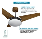 Ventilador De Teto Beltempo Mira Led 6500k Preto/imbuia Estrutura Preto Pás Imbuia Diâmetro 1.01 m Material das pás Madeira Quantidade de pás 3