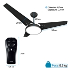 Ventilador Teto Preto Led 3000k + Controle Beltempo Diâmetro 1.17 m Material das pás MDF Quantidade de pás 3