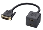 Cabo Adaptador DVI-D Macho e 2 Saidas HDMI Femeas 20 CM. Preto