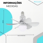 Ventilador De Teto Lâmpada Led Controle Bocal E27 Potente