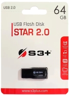 Pendrive S3+ Star 2.0 64GB S3PD2004064BK-R - Preto