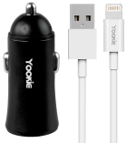 Carregador Veicular Yookie PC1 Dual 12W Lightning - Preto
