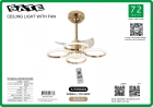 Ventilador de Teto Sate c/Luminaria A-FAN8204 72W