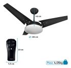 Ventilador De Teto Preto Led 6500k + Controle Beltempo Diâmetro 1.01 m Material das pás MDF Quantidade de pás 3