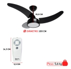 Ventilador De Teto Búzios Max Led Preto Com Controle Remoto Compatível Com Alexa