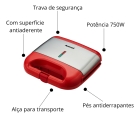 Sanduicheira Grill Antiaderente Inox Ams 500 Red