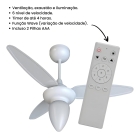 Ventilador De Teto Com 3 Pás Wind Ventisol Estrutura Branco Pás Branco