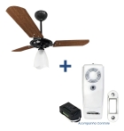 Ventilador Teto Com Controle Remoto Preto Ventex 3 Pás De Madeira Estrutura Mogno Diâmetro 101cm