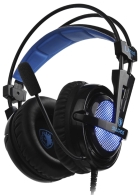 Fone Headset Gamer Sades Locust Plus Surround 7.1 com Fio Preto/Azul
