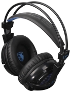 Fone Headset Gamer Sades Locust Plus Surround 7.1 com Fio Preto/Azul