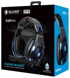 Fone Headset Gamer Sades Knight Pro Audio BY Bongiovi DPS - Preto/Azul