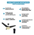 Kit Ventilador De Teto Pás De Mdf Preto/Preto Led 3000k Mira + Controle Remoto Bt-600 Preto Beltempo