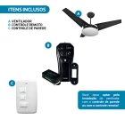 Kit Ventilador De Teto Pás De Mdf Preto/Preto Led 3000k Mira + Controle Remoto Bt-600 Preto Beltempo